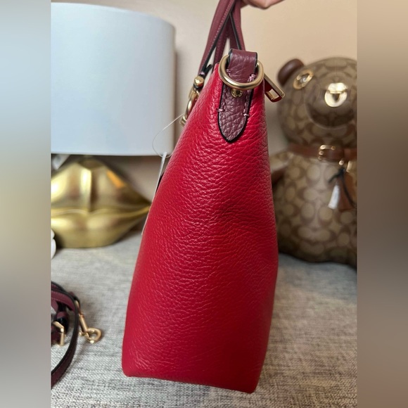 $179(NWT)Coach Kacey Satchel Color-block  Crossbody. Apple Red Color - Picture 4 of 7